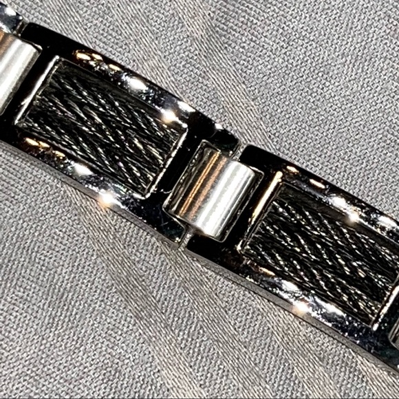 Mens bracelet STAINLESS STEEL 8.5” beautiful silver & black FINAL REDUCED PRICE - Picture 2 of 15